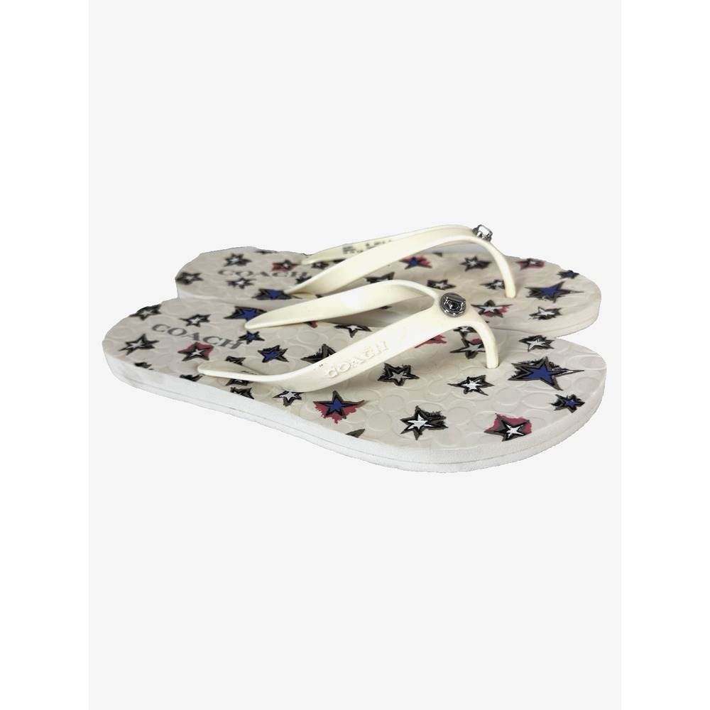 Coach Abbigail 8B Flip Flops Red White Blue Stars Americana Patriotic Beach BBQ